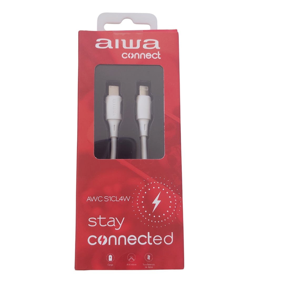 Cable USB Tipo C a Lightning Aiwa PD 20W Carga Rápida y Datos 1.2 m Blanco 2