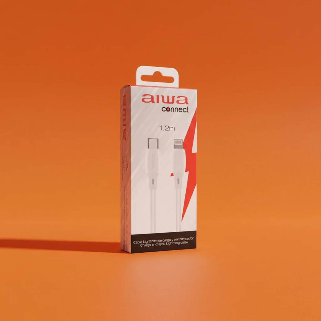 Cable USB Tipo C a Lightning Aiwa PD 20W Carga Rápida y Datos 1.2 m Blanco 4