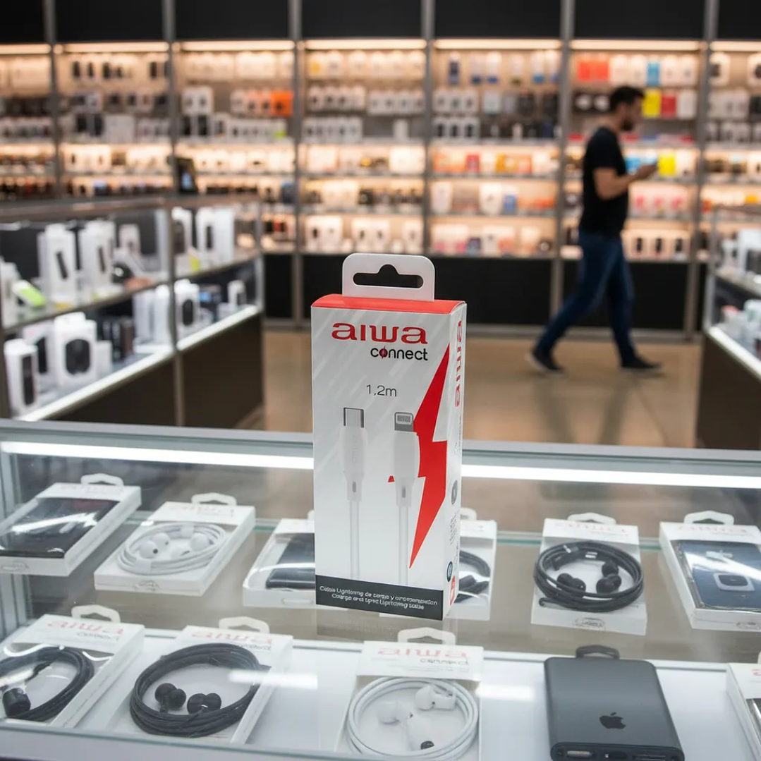 Cable USB Tipo C a Lightning Aiwa PD 20W Carga Rápida y Datos 1.2 m Blanco 6