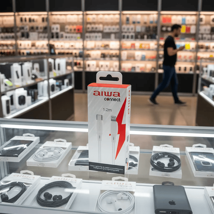 Cable USB Tipo C a Lightning Aiwa PD 20W Carga Rápida y Datos 1.2 m Blanco 6