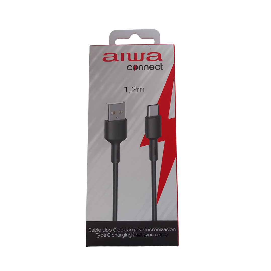 Cable USB A a Tipo C AIWA 1.2 m PVC Negro Carga y Datos 2