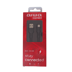 Cable USB A a Tipo C AIWA 1.2 m PVC Negro Carga y Datos