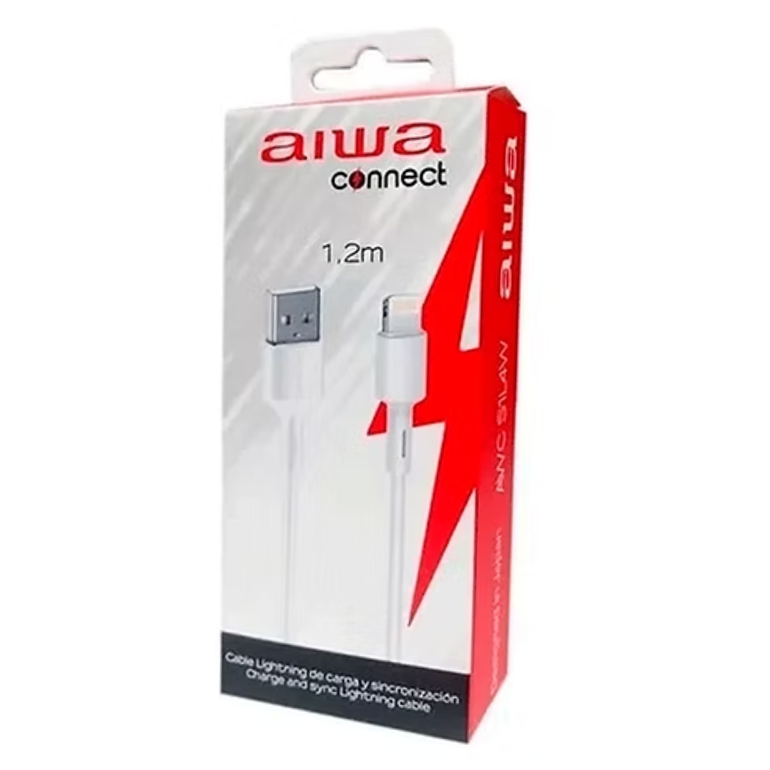 Cable AIWA USB A a Lightning 1.2 m Blanco Carga Rápida y Datos 2