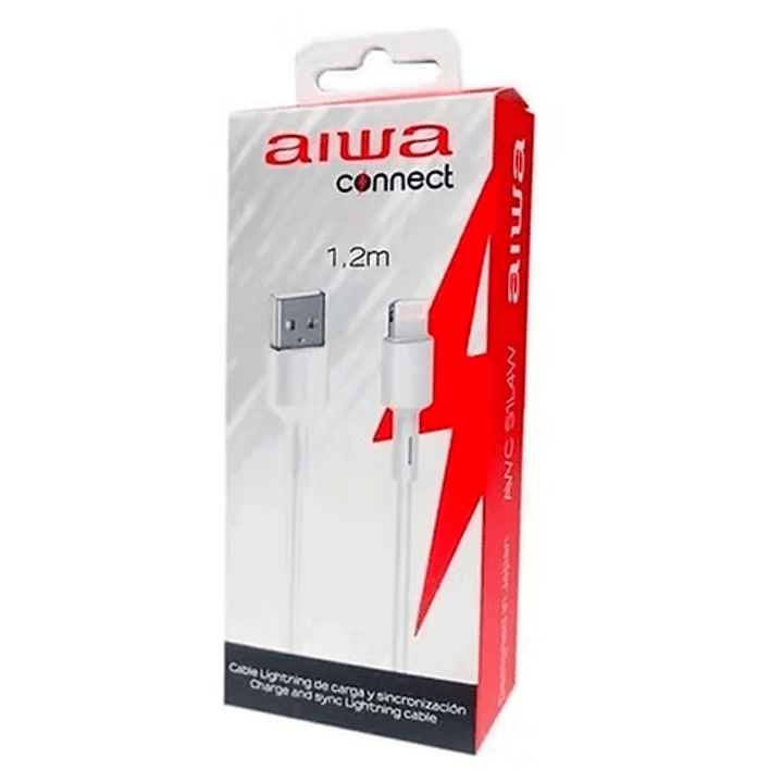 Cable AIWA USB A a Lightning 1.2 m Blanco Carga Rápida y Datos 2
