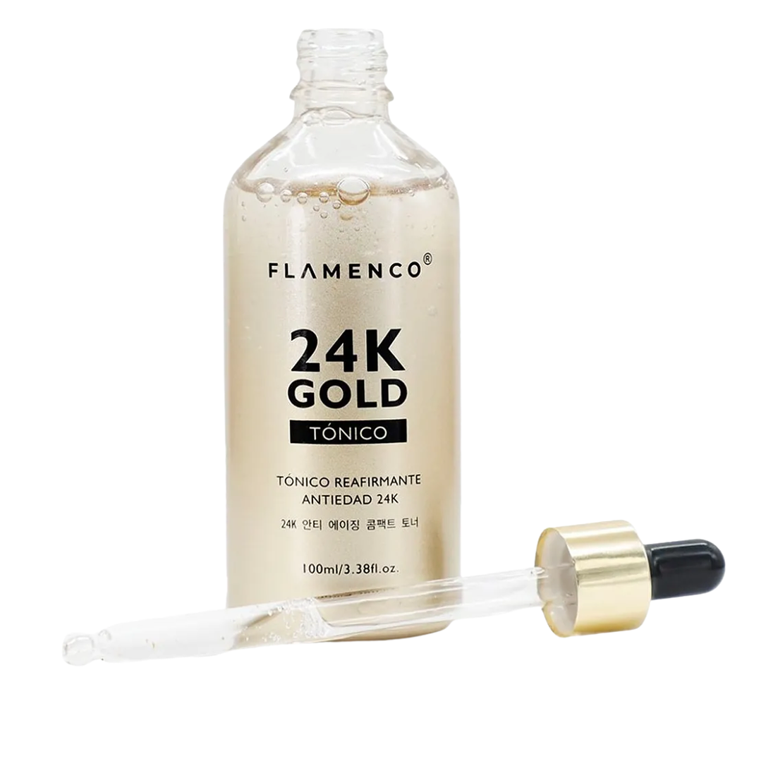 ✨ Flamenco Tónico Reafirmante Antiedad Gold 24K – 100 ml ✨ 4