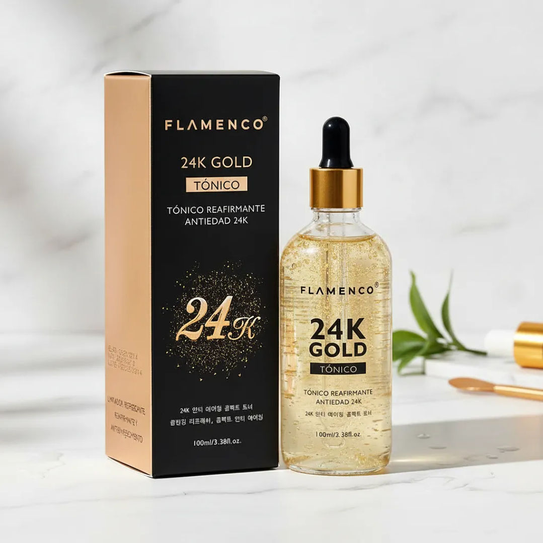 ✨ Flamenco Tónico Reafirmante Antiedad Gold 24K – 100 ml ✨ 5