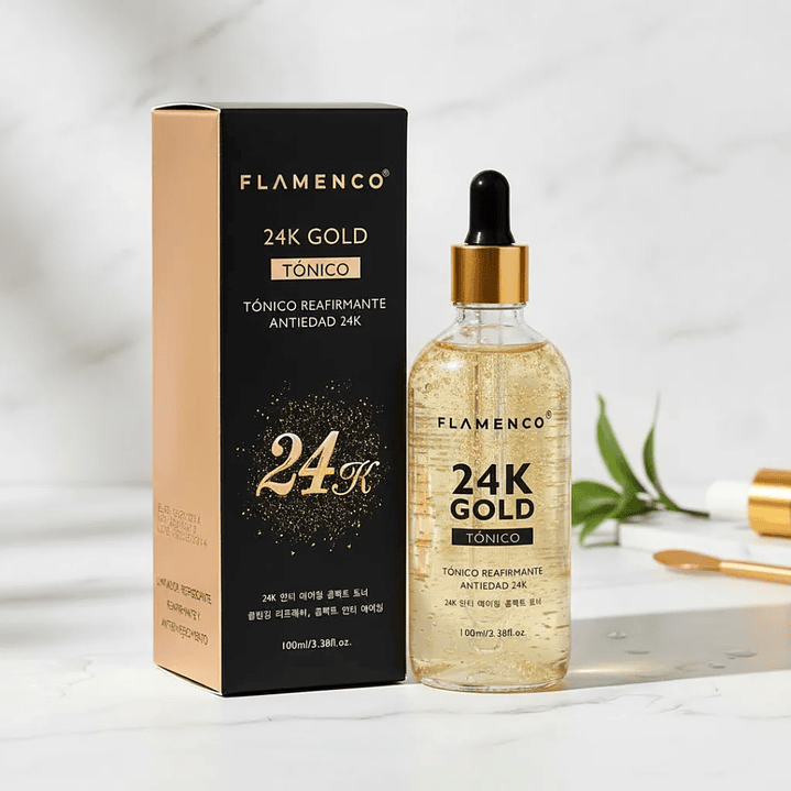 ✨ Flamenco Tónico Reafirmante Antiedad Gold 24K – 100 ml ✨ 5