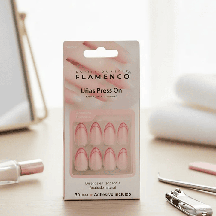 Uñas Press On Autoadhesivas Acabado Detalles en Rojo | Elegancia Instantánea para tus Manos 2