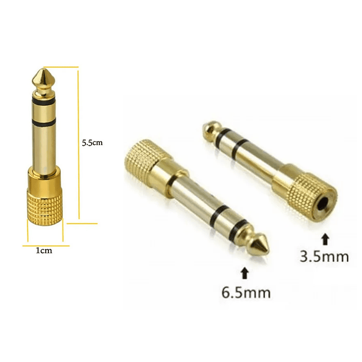 Adaptador Audio Jack 6.3mm Macho a 3.5mm Hembra Estéreo Alta Calidad 2