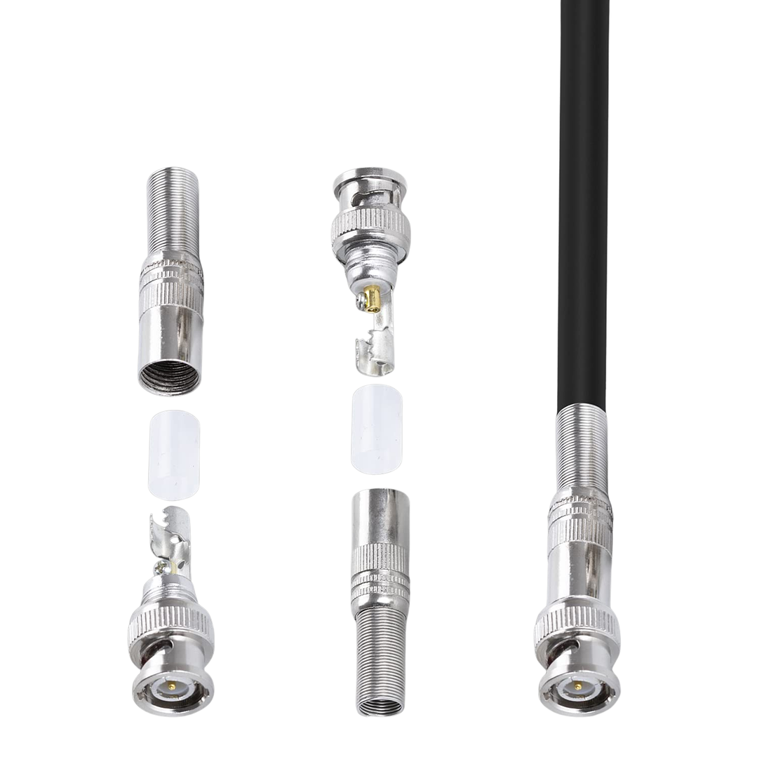 Conector BNC Macho Sin Soldadura para CCTV – Terminal Compresión Coaxial RG6 3