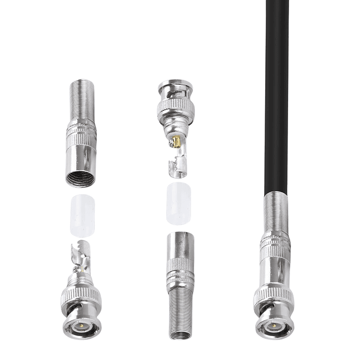 Conector BNC Macho Sin Soldadura para CCTV – Terminal Compresión Coaxial RG6 3