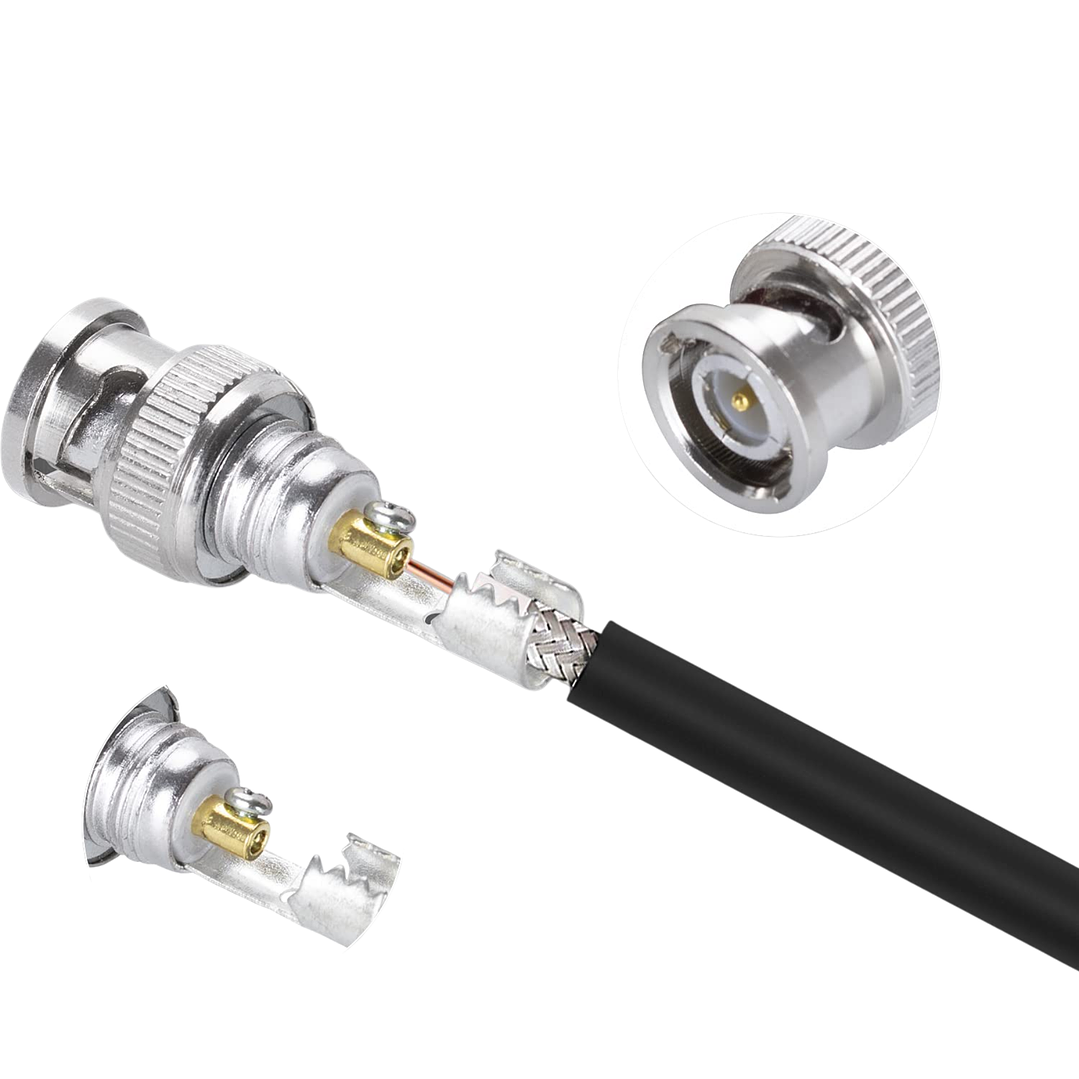 Conector BNC Macho Sin Soldadura para CCTV – Terminal Compresión Coaxial RG6 4