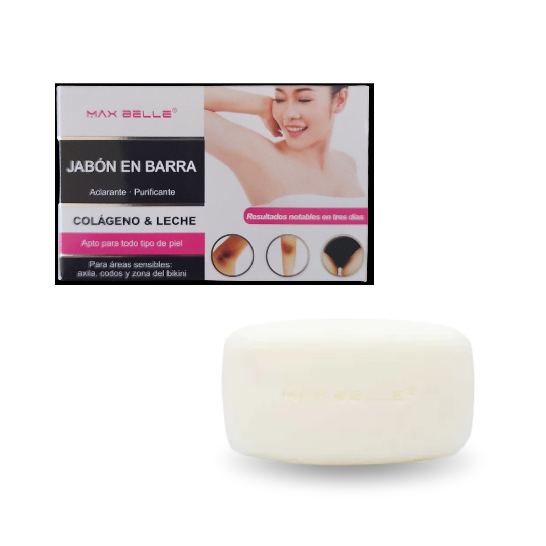 Jabón en Barra Aclarante Purificante con Colágeno y Leche Max Belle 1