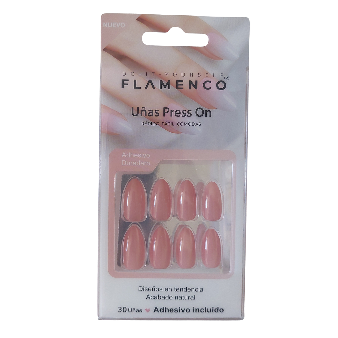 Uñas Postizas Flamenco Press On Rosado 1