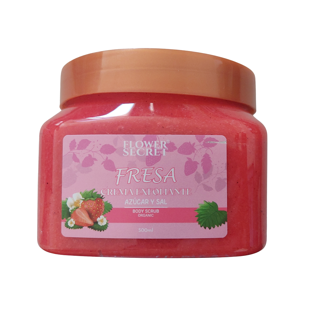 🍓 Exfoliante Corporal Azúcar y Sal Frutilla 500ml Flower Secret – Piel Suave y Radiante 1