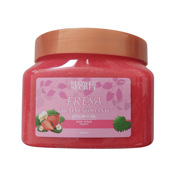 🍓 Exfoliante Corporal Azúcar y Sal Frutilla 500ml Flower Secret – Piel Suave y Radiante 1