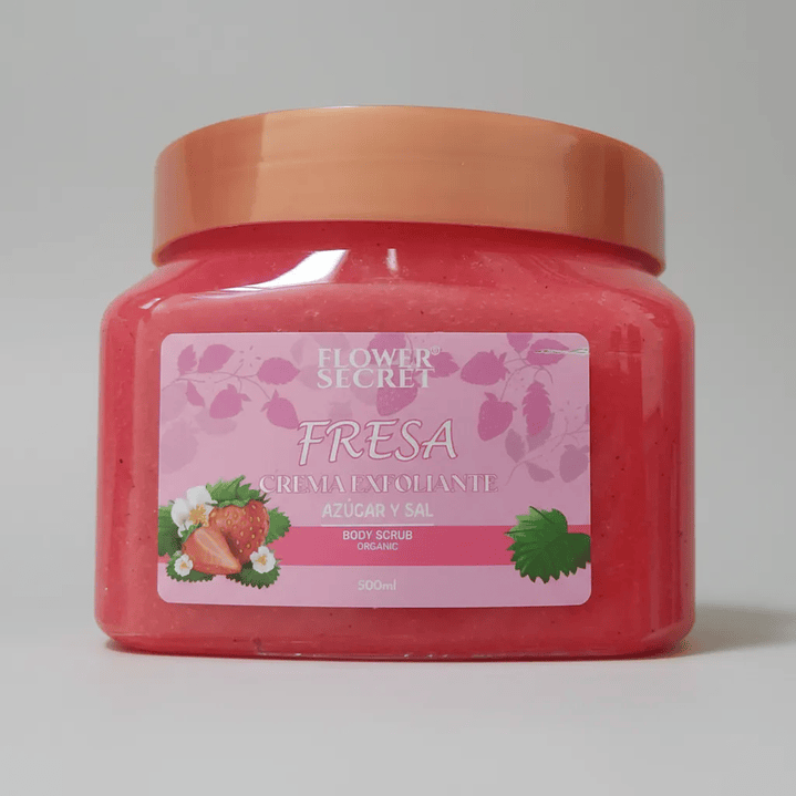 🍓 Exfoliante Corporal Azúcar y Sal Frutilla 500ml Flower Secret – Piel Suave y Radiante 4