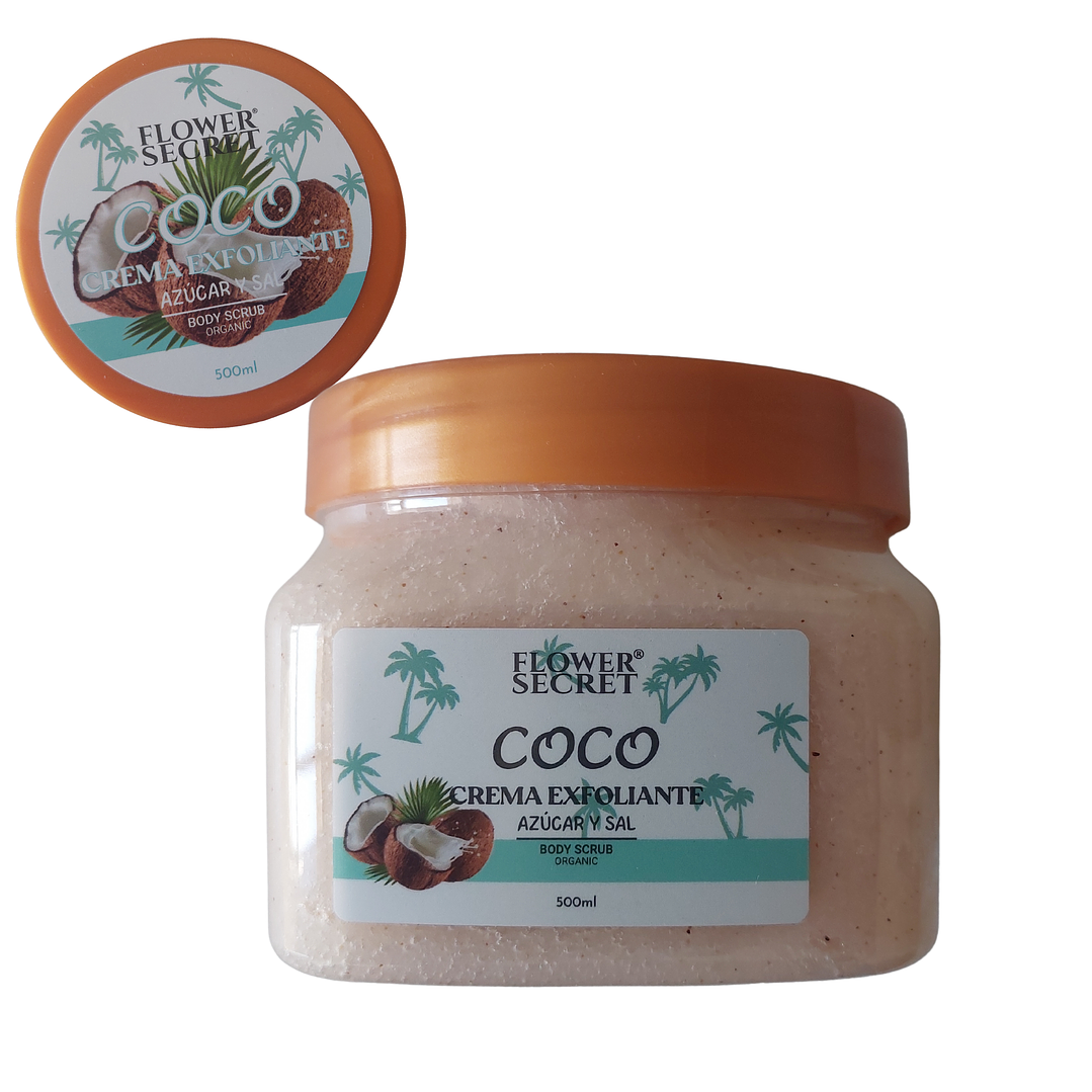 🥥 Exfoliante Corporal Azúcar y Sal Coco 500ml Flower Secret – Hidratación y Suavidad Total 2