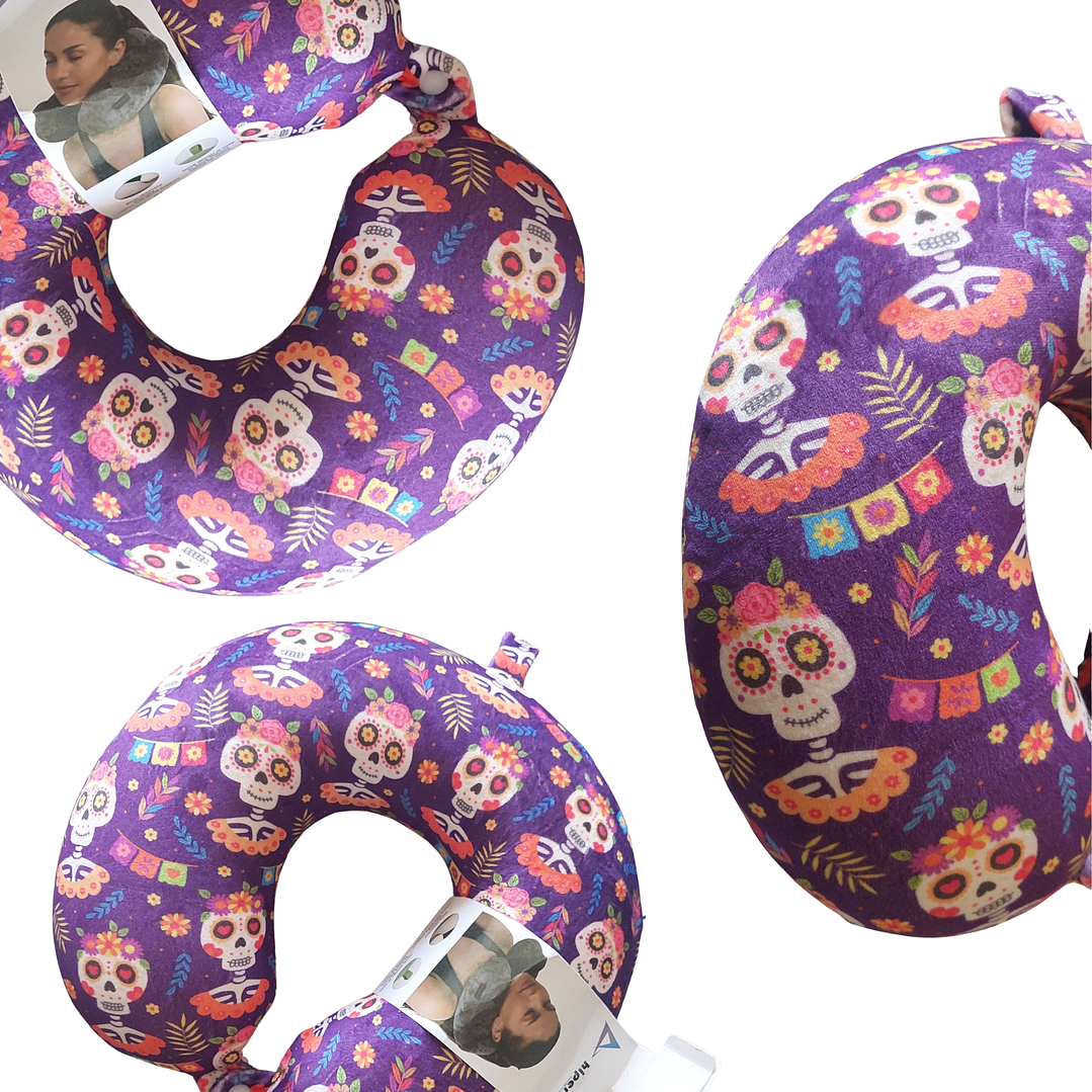 Almohada de Viaje Diseño Día de los Muertos – Comodidad y Estilo Único 3