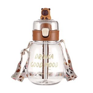 🐹 Botella de Agua Escolar Capybara con Pajilla – Divertida, Práctica y Segura