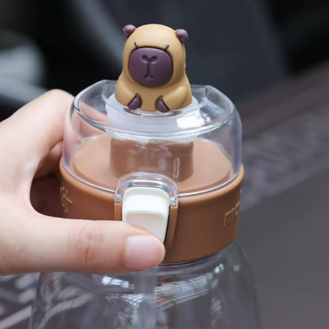 🐹 Botella de Agua Escolar Capybara con Pajilla – Divertida, Práctica y Segura 4
