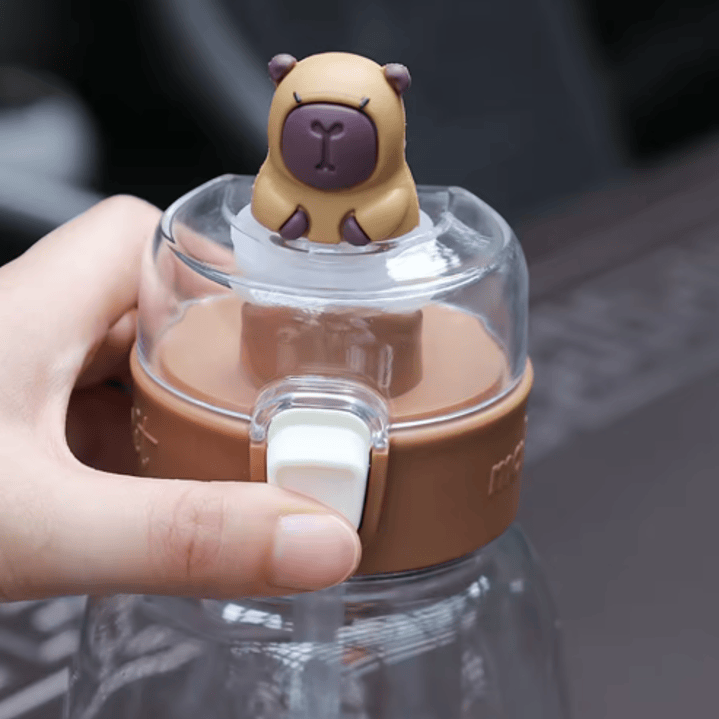 🐹 Botella de Agua Escolar Capybara con Pajilla – Divertida, Práctica y Segura 4