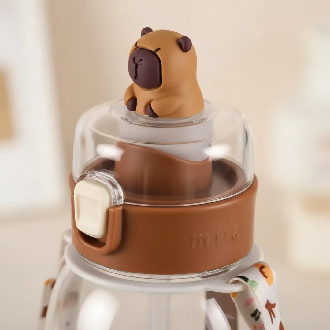 🐹 Botella de Agua Escolar Capybara con Pajilla – Divertida, Práctica y Segura 6