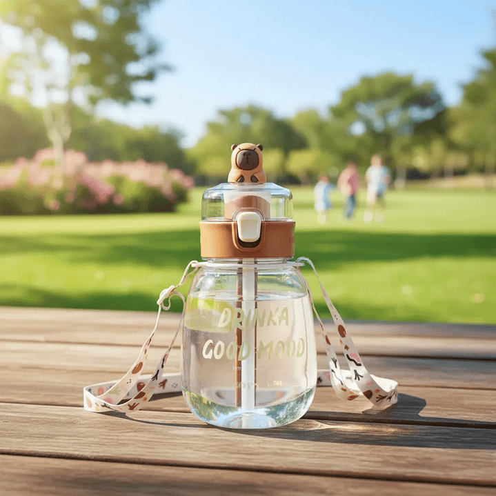 🐹 Botella de Agua Escolar Capybara con Pajilla – Divertida, Práctica y Segura 7