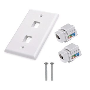 2 Módulos Rj45 Cat6 De Red Jack Keystone Con Tapa Muro Doble