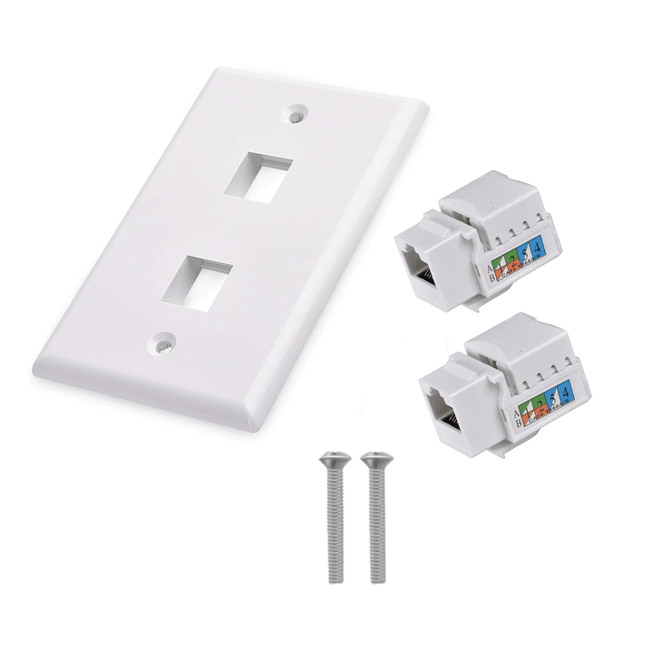 2 Módulos Rj45 Cat6 De Red Jack Keystone Con Tapa Muro Doble 1
