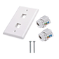 2 Módulos Rj45 Cat6 De Red Jack Keystone Con Tapa Muro Doble - Miniatura 1