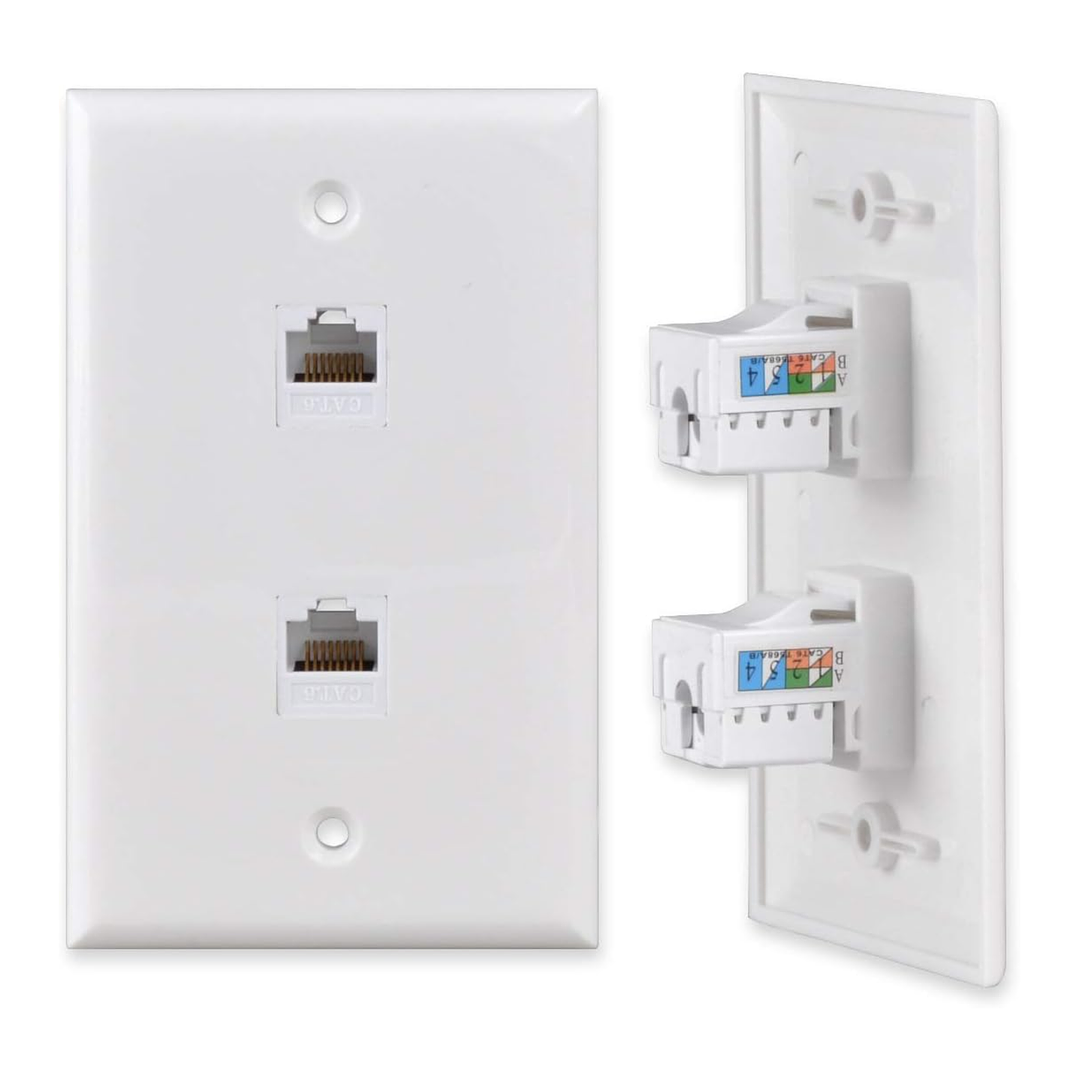 2 Módulos Rj45 Cat6 De Red Jack Keystone Con Tapa Muro Doble 3