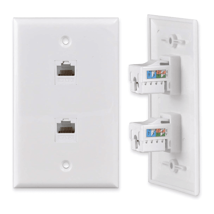 2 Módulos Rj45 Cat6 De Red Jack Keystone Con Tapa Muro Doble 3