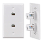 2 Módulos Rj45 Cat6 De Red Jack Keystone Con Tapa Muro Doble - Miniatura 3