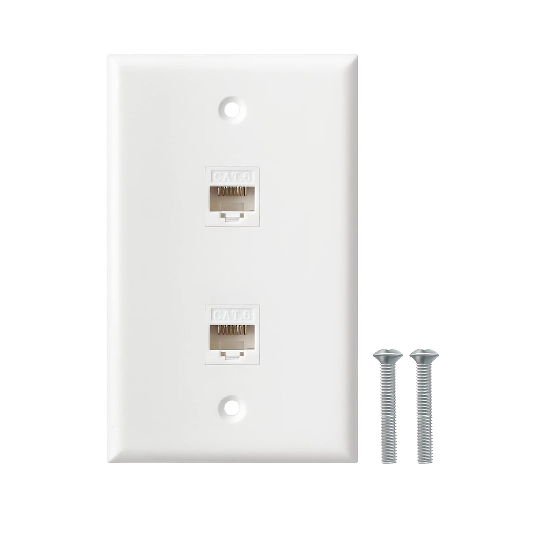 2 Módulos Rj45 Cat6 De Red Jack Keystone Con Tapa Muro Doble 4