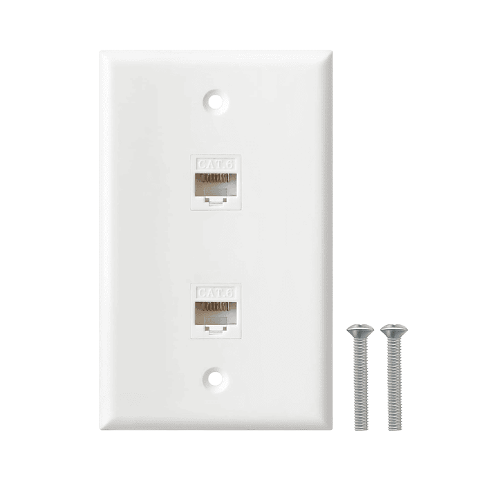 2 Módulos Rj45 Cat6 De Red Jack Keystone Con Tapa Muro Doble 4