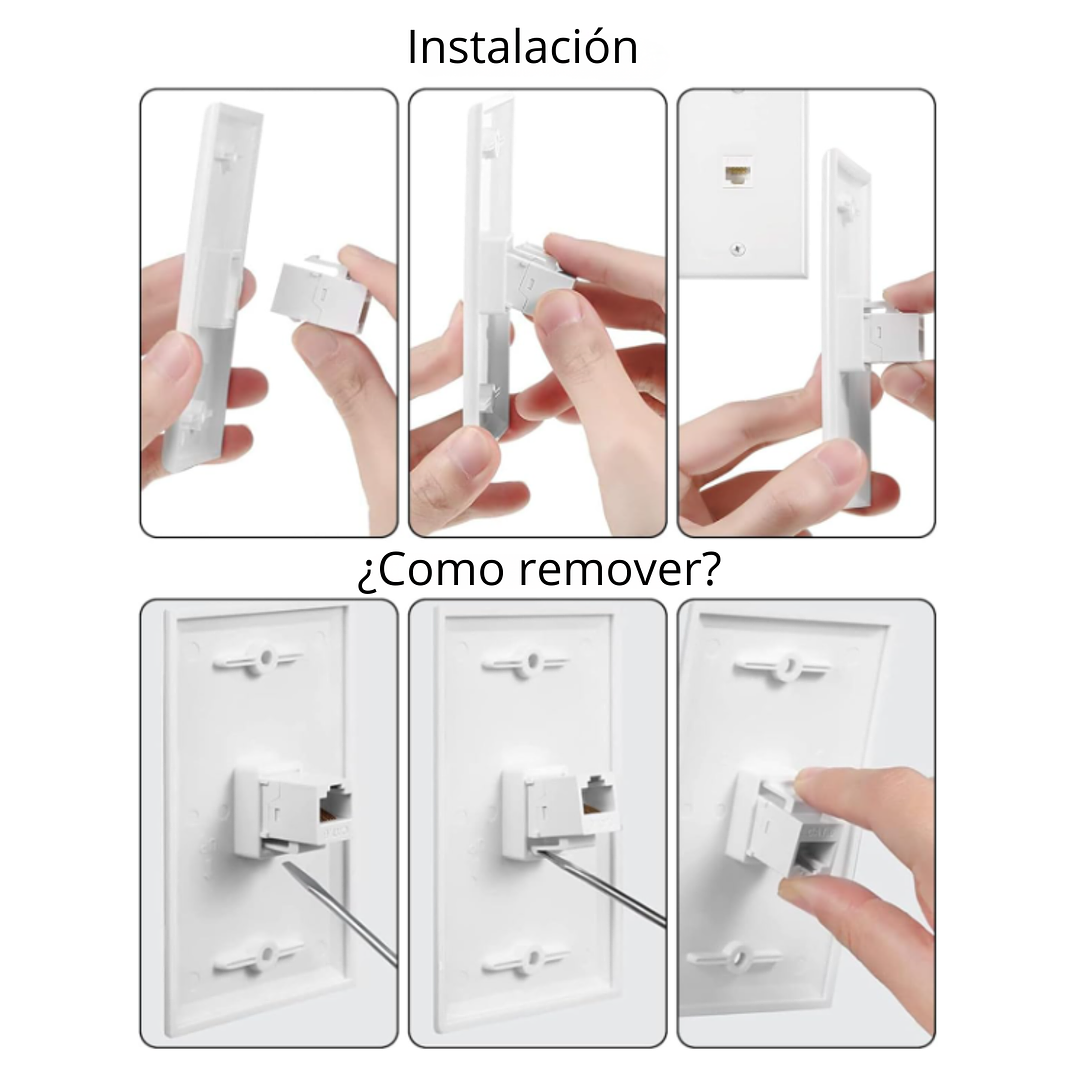 2 Módulos Rj45 Cat6 De Red Jack Keystone Con Tapa Muro Doble 5