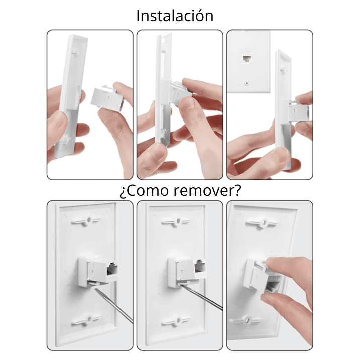 2 Módulos Rj45 Cat6 De Red Jack Keystone Con Tapa Muro Doble 5