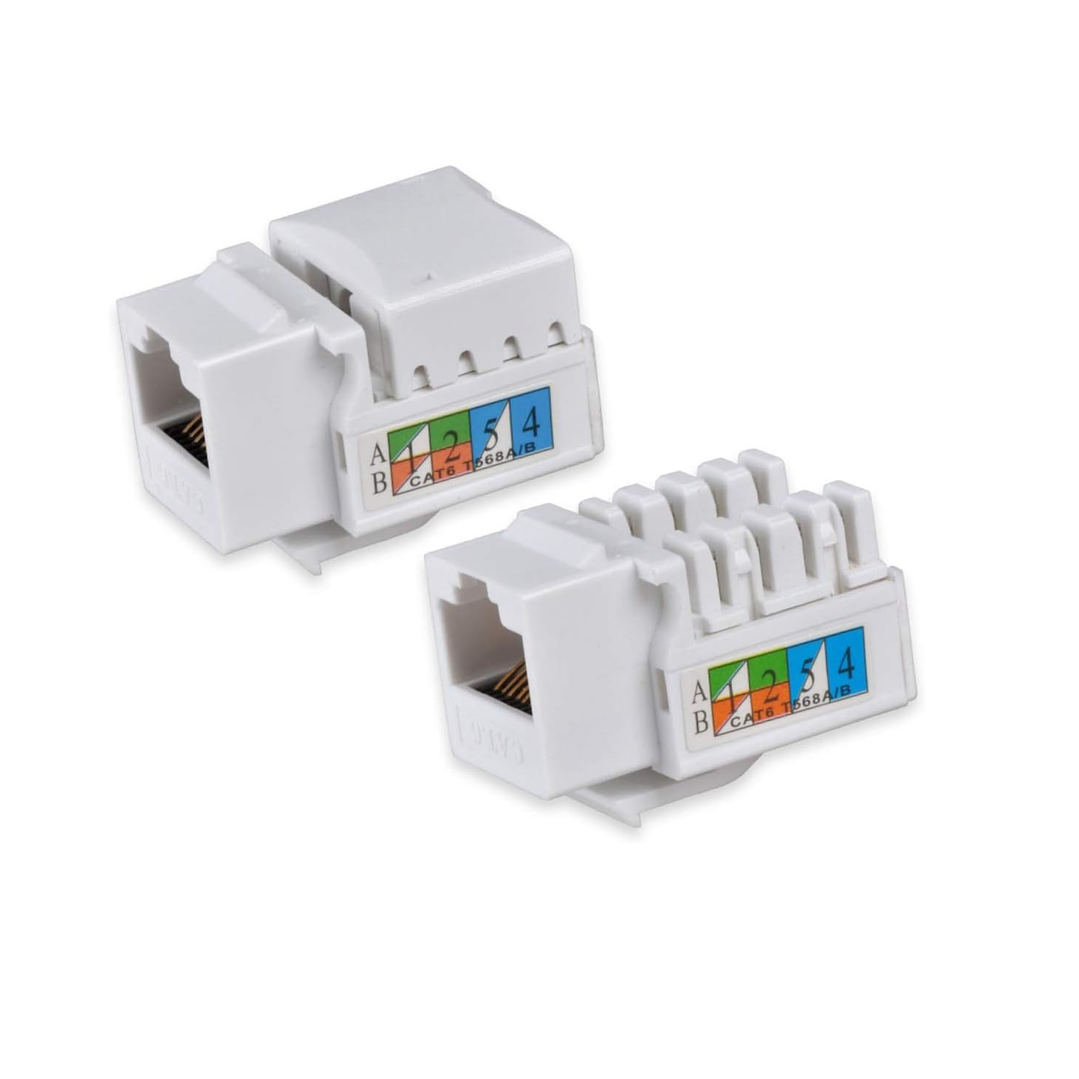 2 Módulos Rj45 Cat6 De Red Jack Keystone Con Tapa Muro Doble 6
