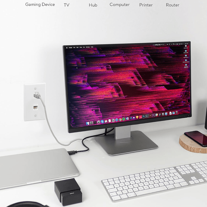 2 Módulos Rj45 Cat6 De Red Jack Keystone Con Tapa Muro Doble 7