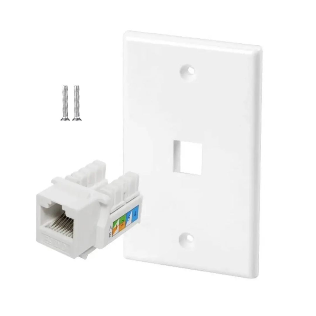 Módulo RJ45 CAT6 Keystone con Placa de Muro – Instalación Rápida y Profesional 1