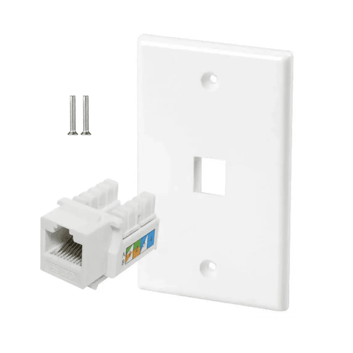 Módulo RJ45 CAT6 Keystone con Placa de Muro – Instalación Rápida y Profesional 1