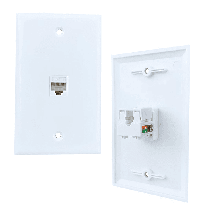 Módulo RJ45 CAT6 Keystone con Placa de Muro – Instalación Rápida y Profesional 2