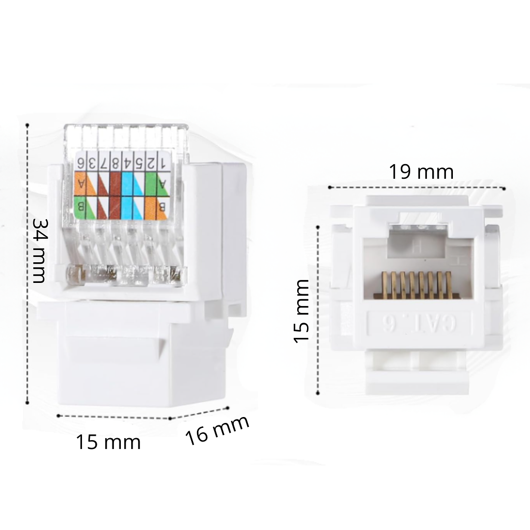 🔌 Conector Keystone RJ45 Hembra CAT6 Sin Herramientas – Instalación Rápida y Segura 2