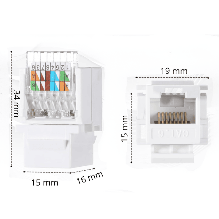🔌 Conector Keystone RJ45 Hembra CAT6 Sin Herramientas – Instalación Rápida y Segura 2