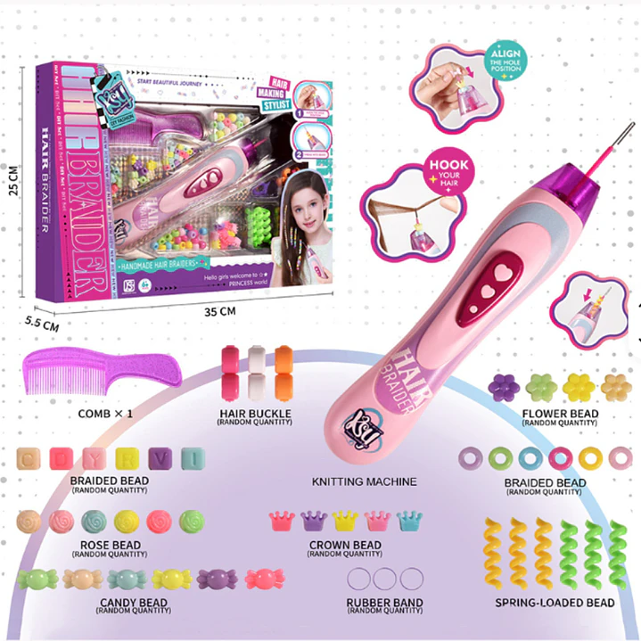 Set Trenzador de Cabello para Niñas con Cuentas | Máquina de Peinado Infantil Creativa 3