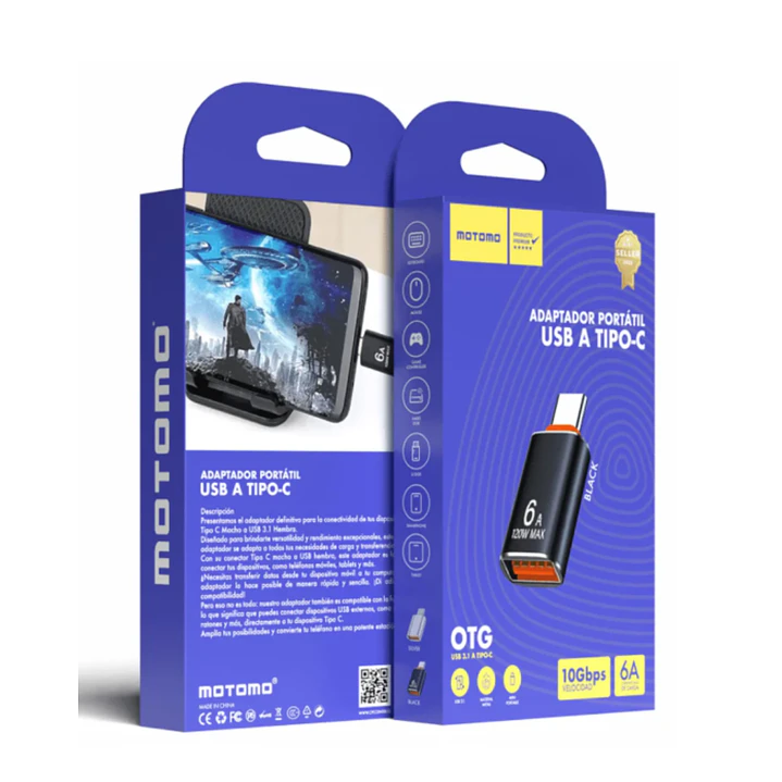 Adaptador OTG USB A Tipo C Motomo Negro Para Celular Tablet 2