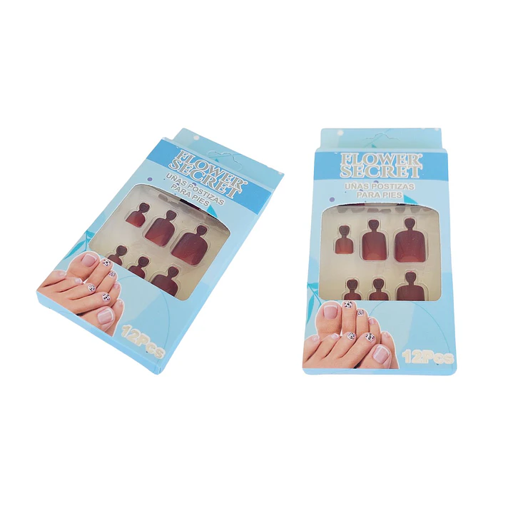 💅 Set de 12 Uñas Postizas Press On Flower Secret para Pies – Colores Variados 💅- OFERTA 2