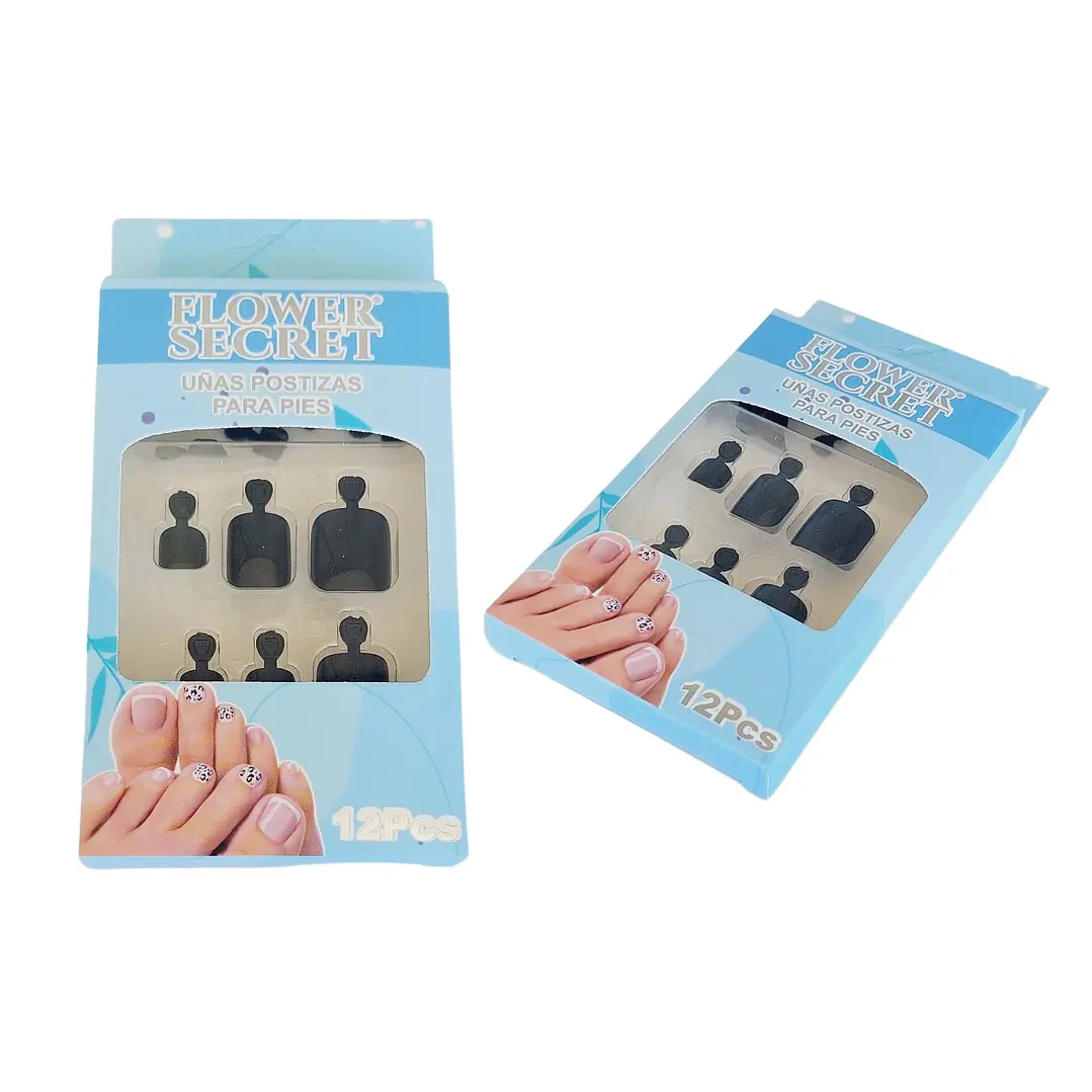 💅 Set de 12 Uñas Postizas Press On Flower Secret para Pies – Colores Variados 💅- OFERTA 3