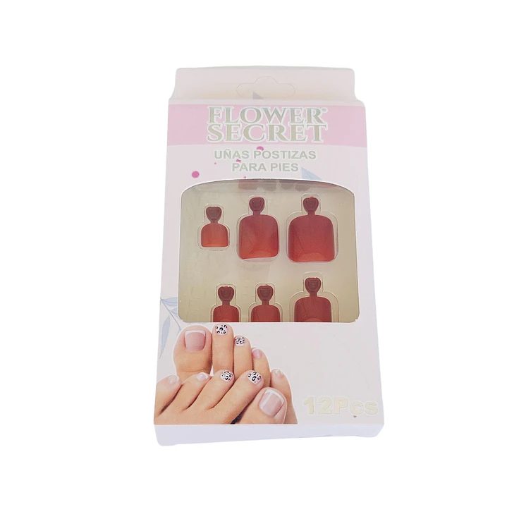 💅 Set de 12 Uñas Postizas Press On Flower Secret para Pies – Colores Variados 💅- OFERTA 4